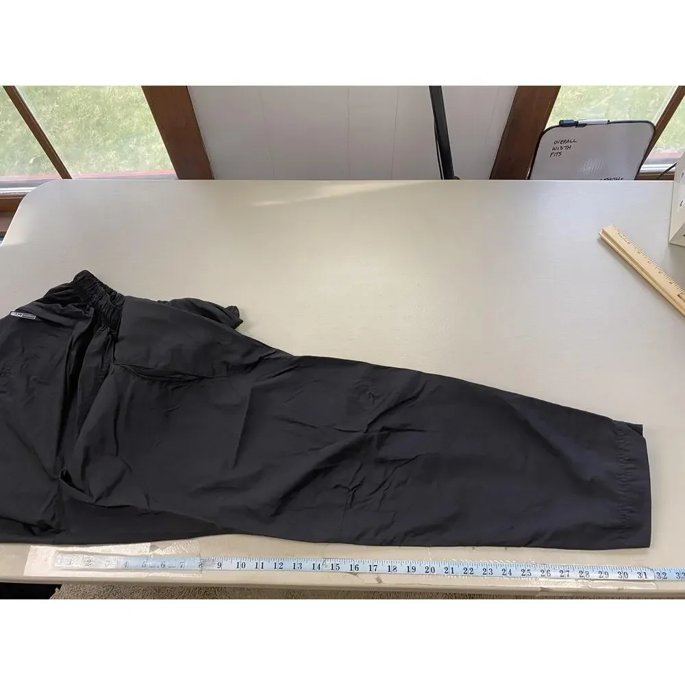 REI Windbreaker Pant Mens Large Black Nylon Hiking Elastic Waist Zip Pockets 32L